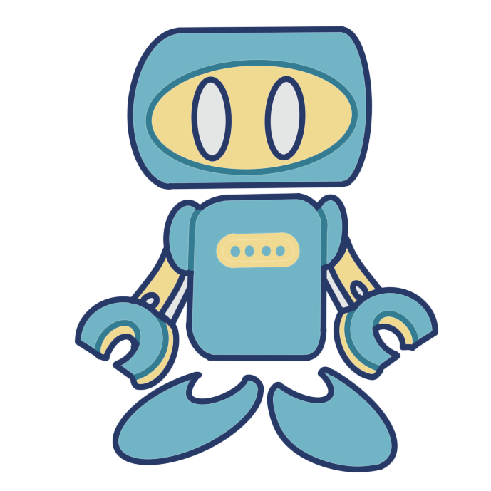 自己PRをしてくれる、青緑のロボットのかわいいイラスト